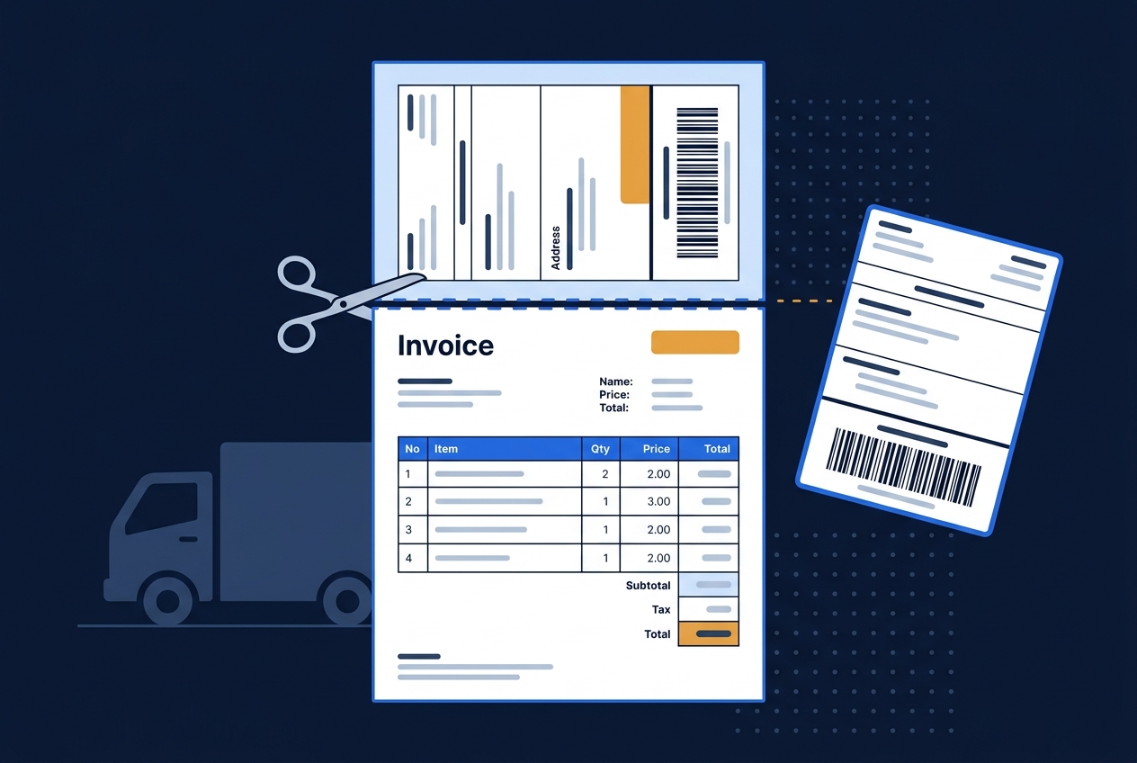 Flipkart full-page label and invoice before cropping